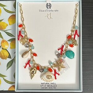 House of Harlow 1960 Gold Necklace with Shell Charms